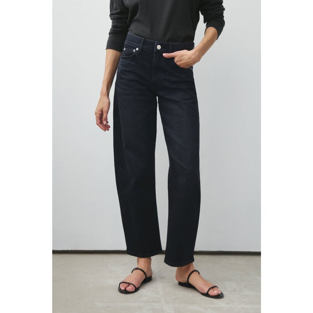 AYR The Knockout Barrel Leg Size 27 Film Noir Black Denim Jeans NEW